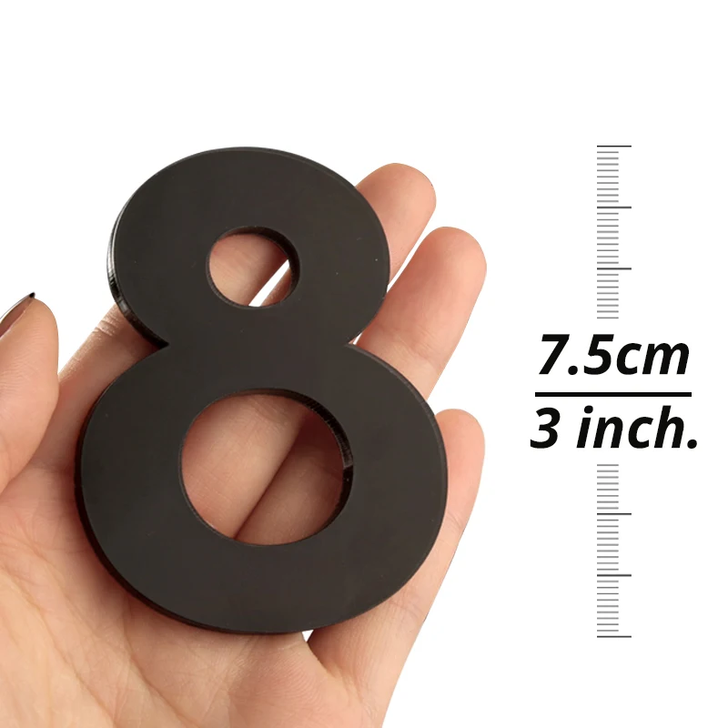 Acrylic 75mm Exterior House Number Outdoor Self Adhesive Letters Apartment Door Numbers Stickers Plate Sign Mailbox 3 inch