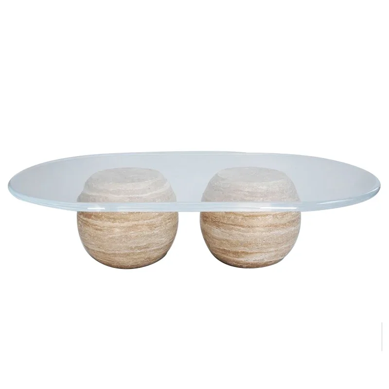 

Nordic Creative Natural Cave Stone Tea Table Light Luxury Living Room Simple Tea Table Silent Style Marble