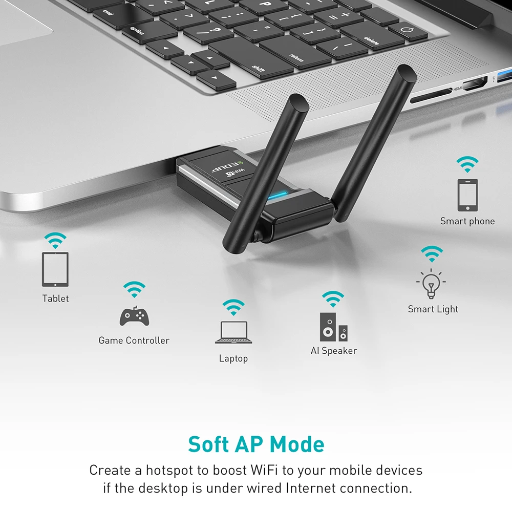 Imagem -04 - Edup-usb 3.0 Adaptador Wifi Banda Dupla sem Fio Soft ap 802.11ac Placa de Rede para Windows 10 11 1300mbps