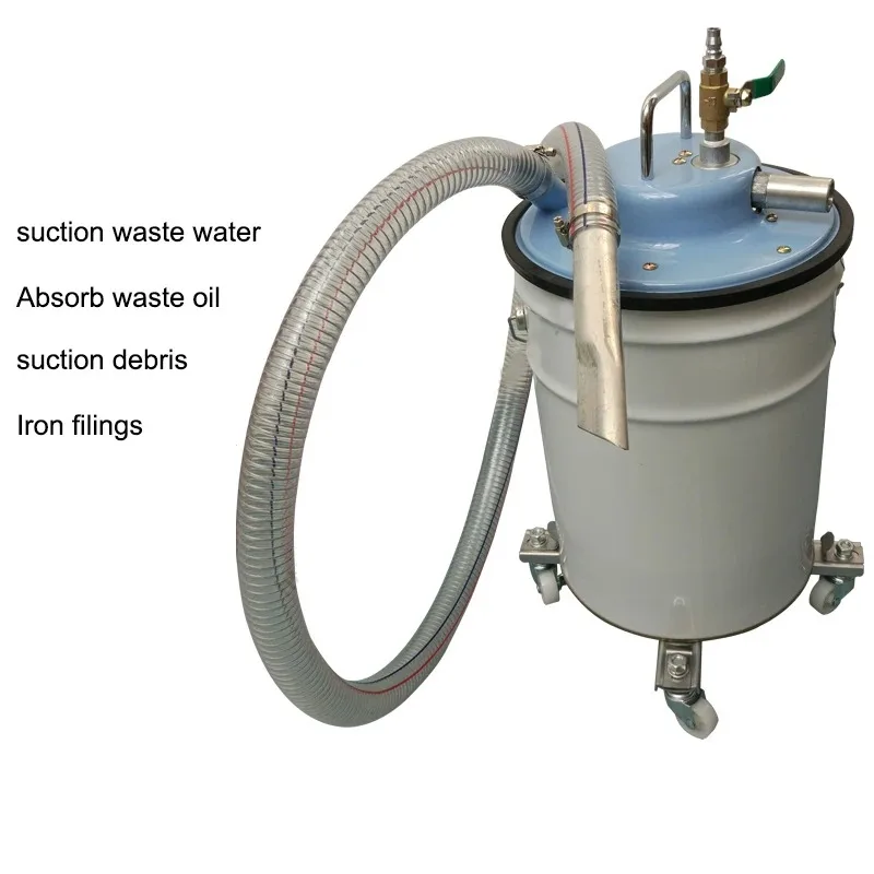 Pneumatic vacuum cleaner Industrial iron dust ash sand oil suction cleaning strong cyclone dust collection bucket rack device