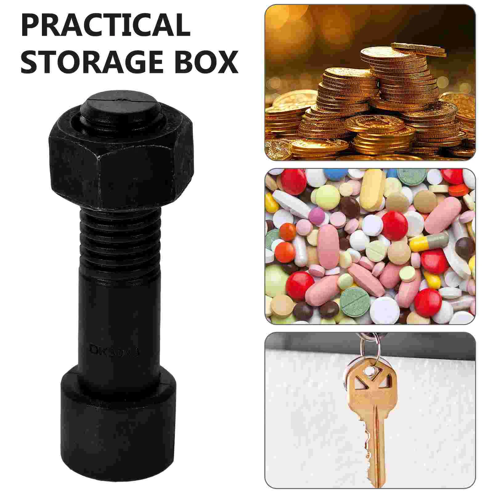 Screw Shaped Container Case for Bolt Hiding, Storage Box, Outdoor Supply, Key Fobs, Camping Acessório