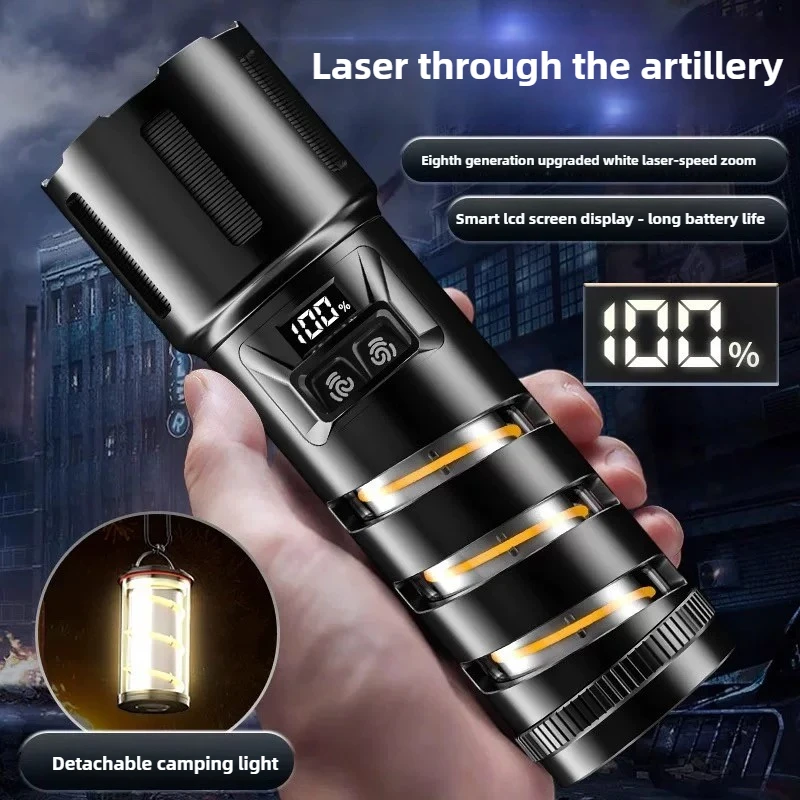 2IN1 XHP360 military-grade super high-power flashlight 36-core wick zoom waterproof rechargeable flashlight with safety hammer