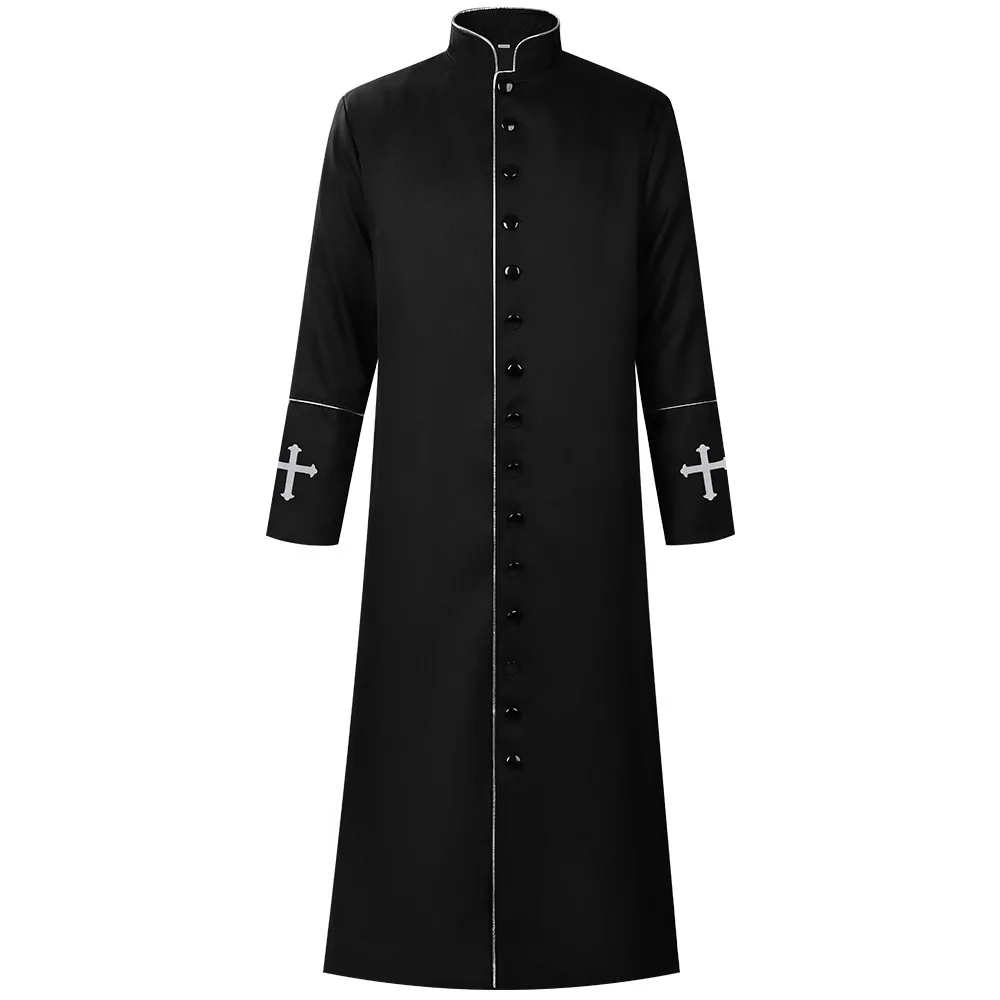 

2026 New Halloween Cosplay Costume Legend Clergy Robe Cassock Medieval Clergyman Vestments Roman Priest Robe Cassock