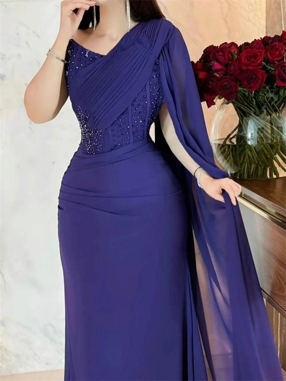 

Beaded Party Long Bespoke Occasion Gown Evening Dresses Pastrol Unisex Jersey Retro Dubai Saudi Arabic Israel Prom Customized