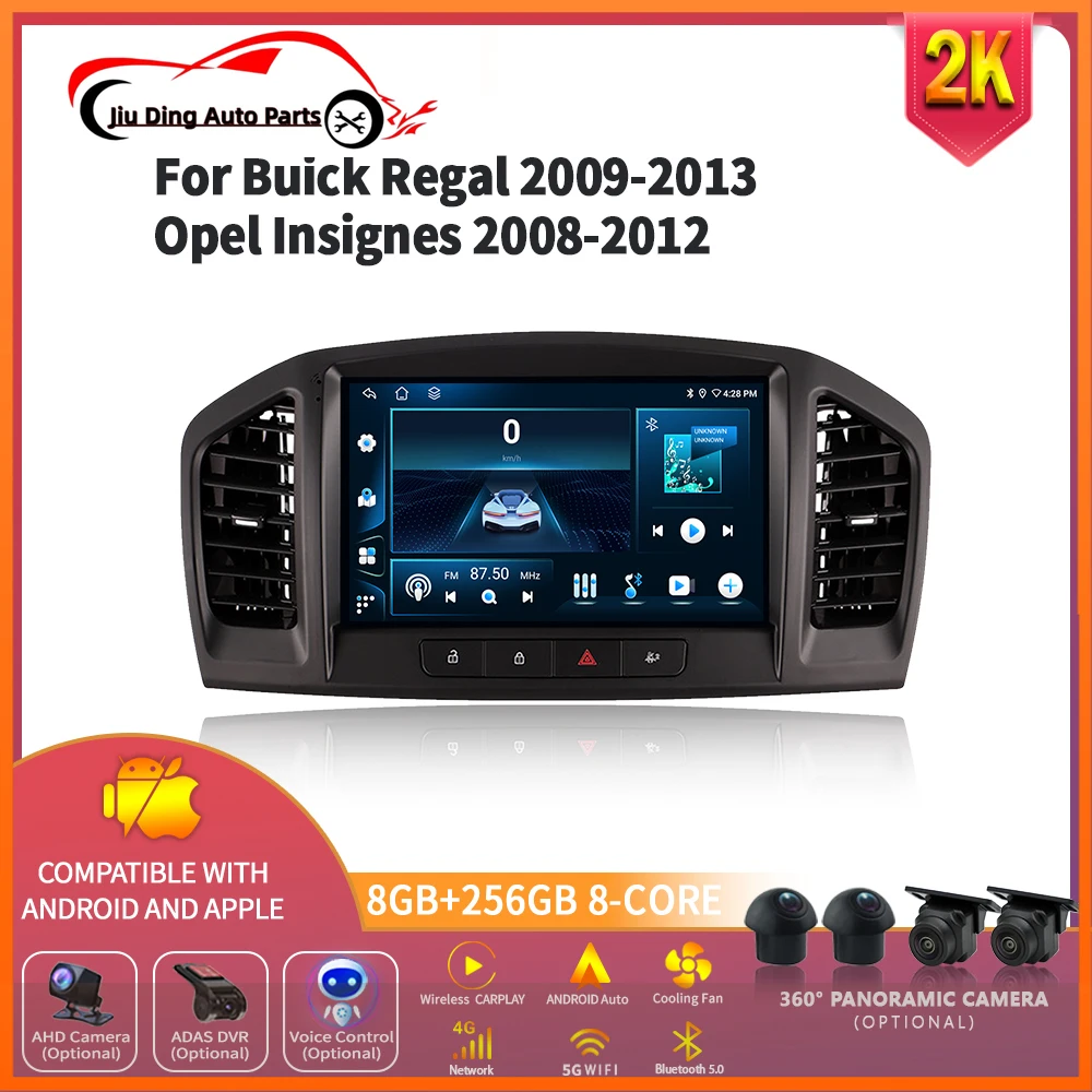 For Buick Regal 2009-2013 Opel Insignes 2008-2012 Android 14 Car Radio 4G GPS Wireless Bluetooth Carplay Multimedia Touch Screen