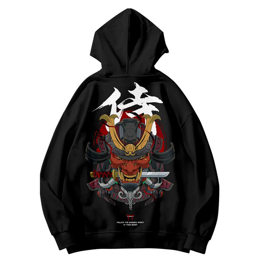 Warrior Spirit Hoodies Sweatshirt Samurai Digital Printing Hoodie Coat Boys Harajuku Cosplay Pullovers Sweatshirts For Men