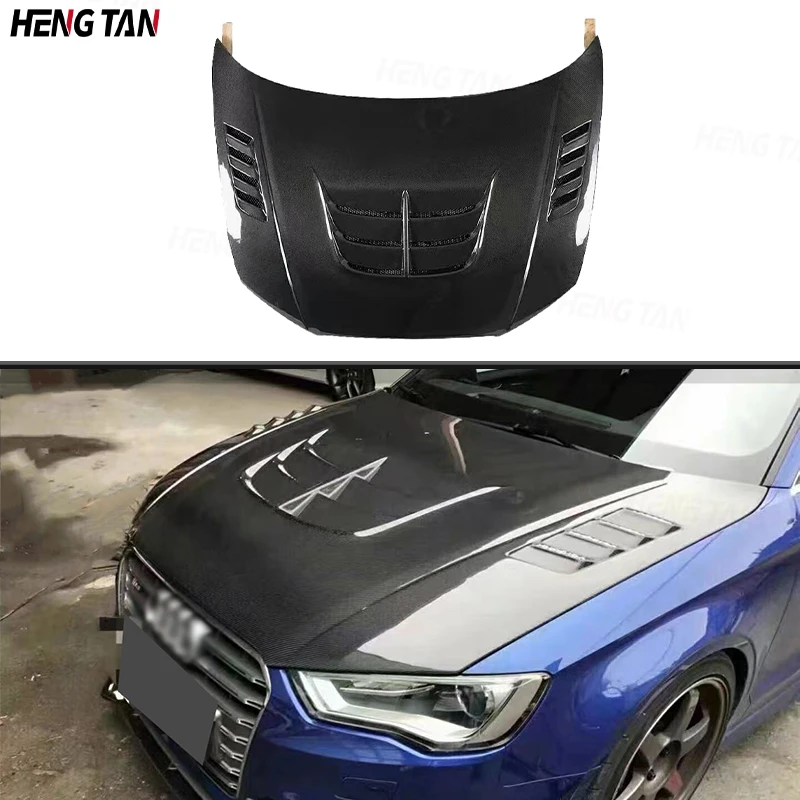 Carbon Fiber Car Engine Hood Parts For A3 8V SLINE S3 Sedan 4-Door 2013-2016 Front Engine Hood Vent Cover Body kit