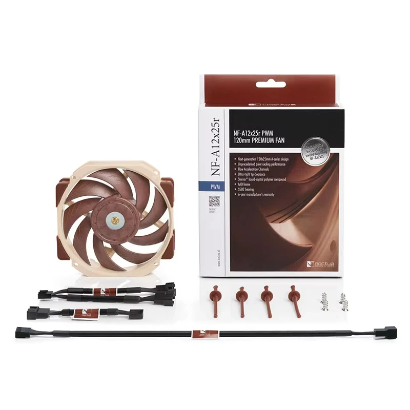 Noctua NF-A12x25 PWM 12CM Case Fan Intelligent Temperature Control 4-Pin Cold Exhaust Fan Water-Coled Exhaust Cooling Fan