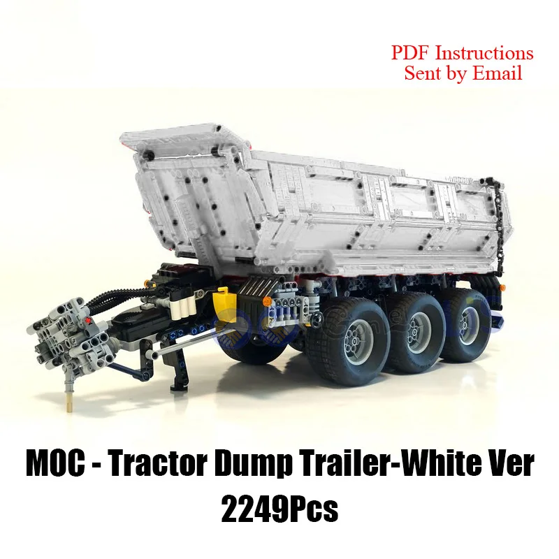 NEW Tractor High-Tech Trailer MOC-8830 fit for 42054 Building Block Bricks Model Self Dumping Trailer Assembly Toy DIY Gift