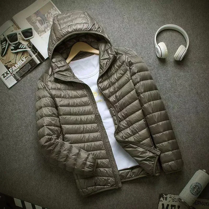 Piumino caldo ultraleggero da uomo autunno e inverno Cappotto da uomo corto con cappuccio alla moda Hombre De Abajo Piumino d'anatra bianco