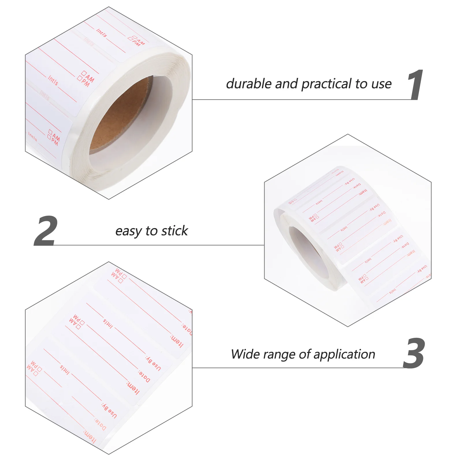 1 rolo de etiquetas rotativas graváveis para alimentos, adesivos autoadesivos removíveis, freezer, seguro, fácil descascar, recipientes reutilizáveis