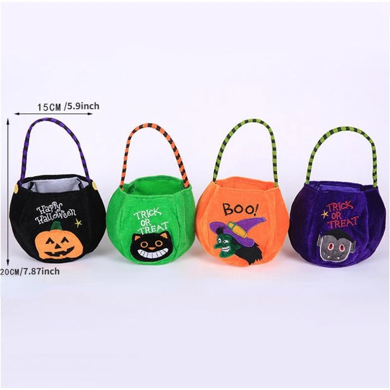 Halloween Candy Bag Decorative Cloth Bag Children\'s Handheld Pumpkin Bag Gift Bag Prop Accessories Supplies