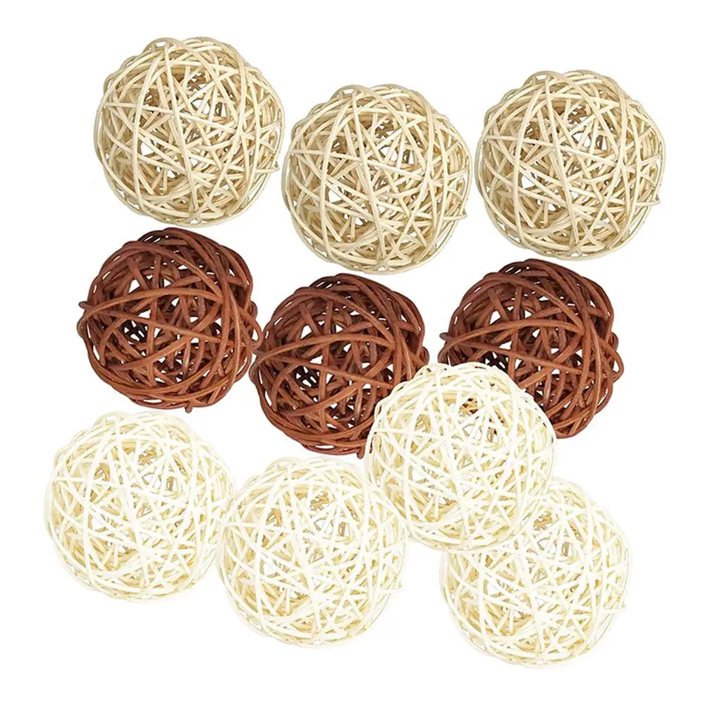 10Pcs 50mm Natural Rattan Ball , Wicker Balls, Wood, Decoupage, Braided, , Wedding Decor, Baptism, Communion, Confirmation