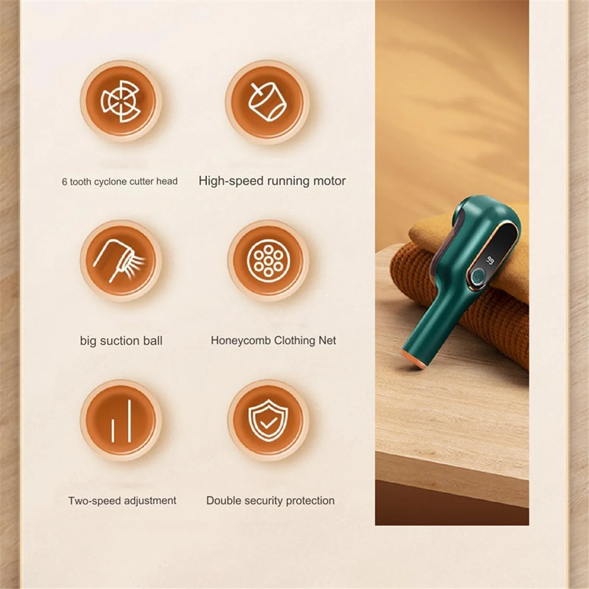 AUU-Electric Lint Remover Rechargeable,Lint Remover, Intelligent Digital Display Lints Shaver, Digital Power Displa Green