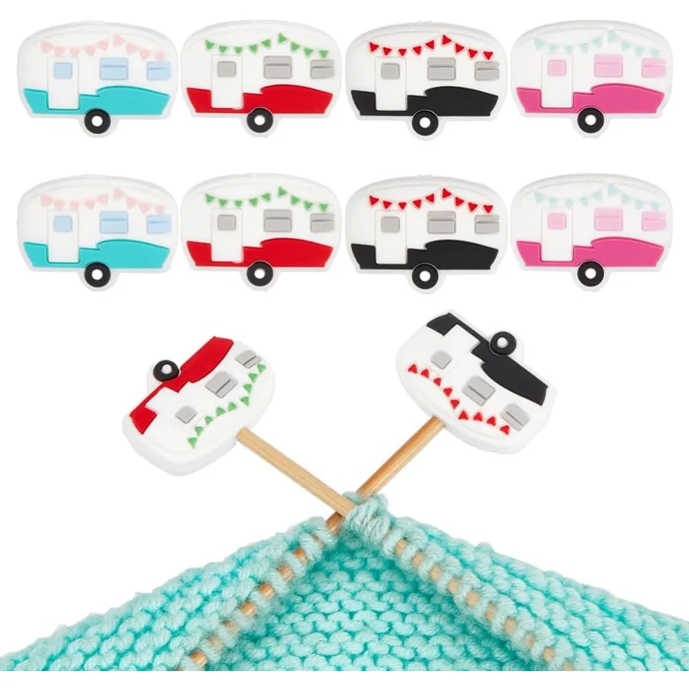 8 قطعة سدادات إبرة الحياكة 4 ألوان Campervan إبرة نقطة حامي الخرز البؤري للأقلام سيليكون إبرة نهاية قبعات #1