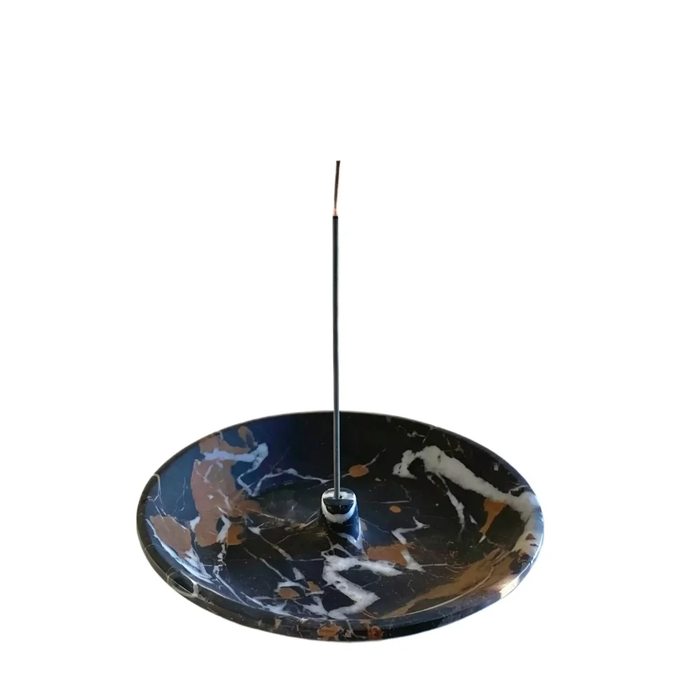 Natural marble circular decorative tray multifunctional tray, suitable for home aromatherapy meditation decoration