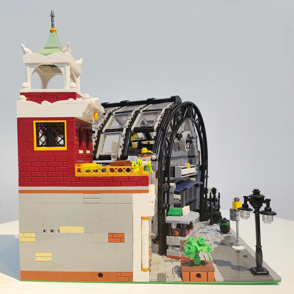 クリエイティブエキスパートミーティングポイント鉄道駅ストリートビューレンガ Moc モジュラーハウスモデルビルディングブロック教育玩具 2720 個