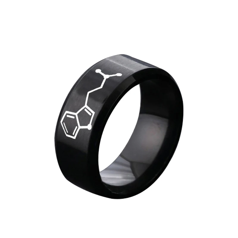 DMT Biomolecules Symbol Ring Chemical Molecular Structure Stianless Steel Rings For Student and Research Scholar