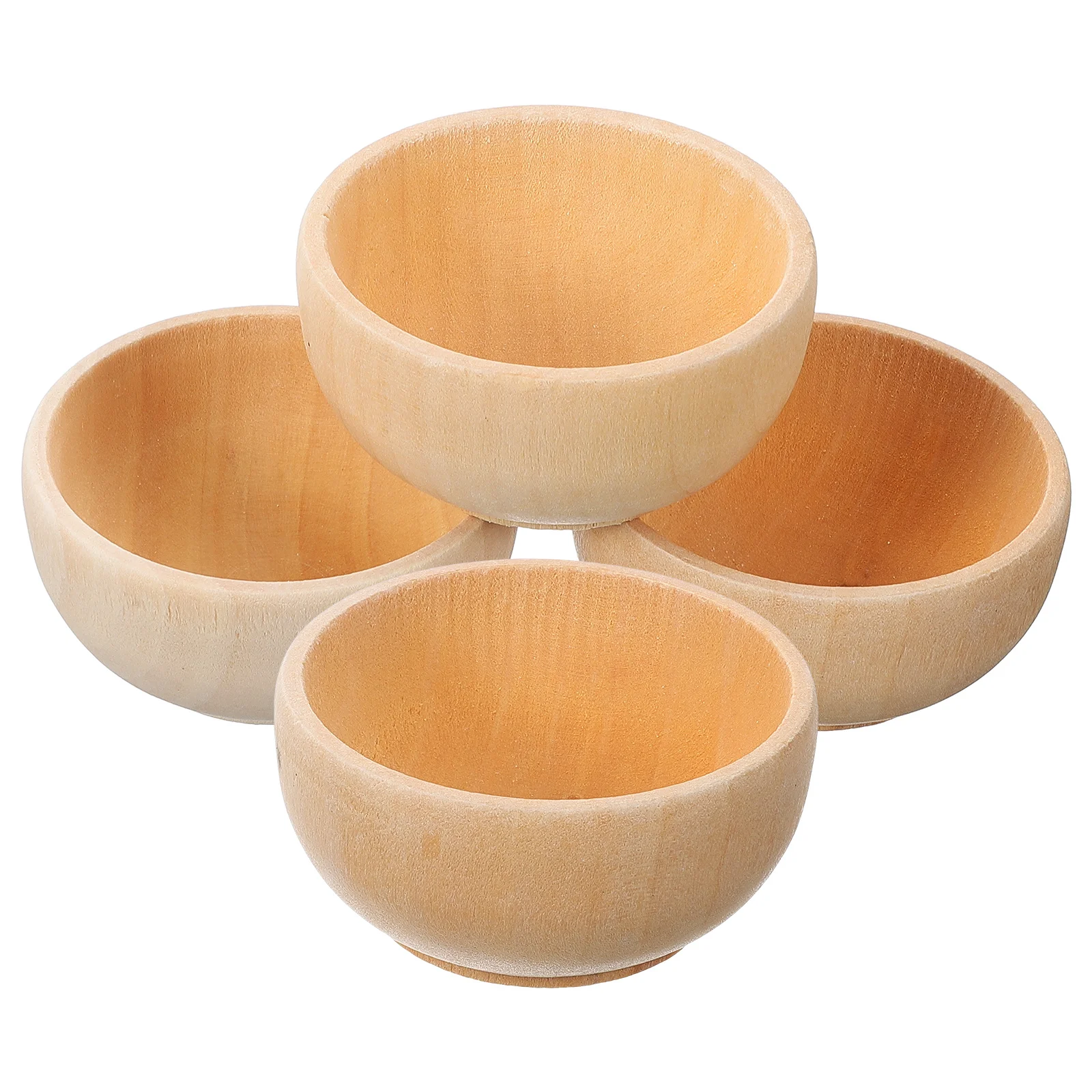 

4Pcs Small Wood Bowls Natural Wooden Cutlery DIY Supplies Creative Craft Accessories for Wooden Mini Cutlery