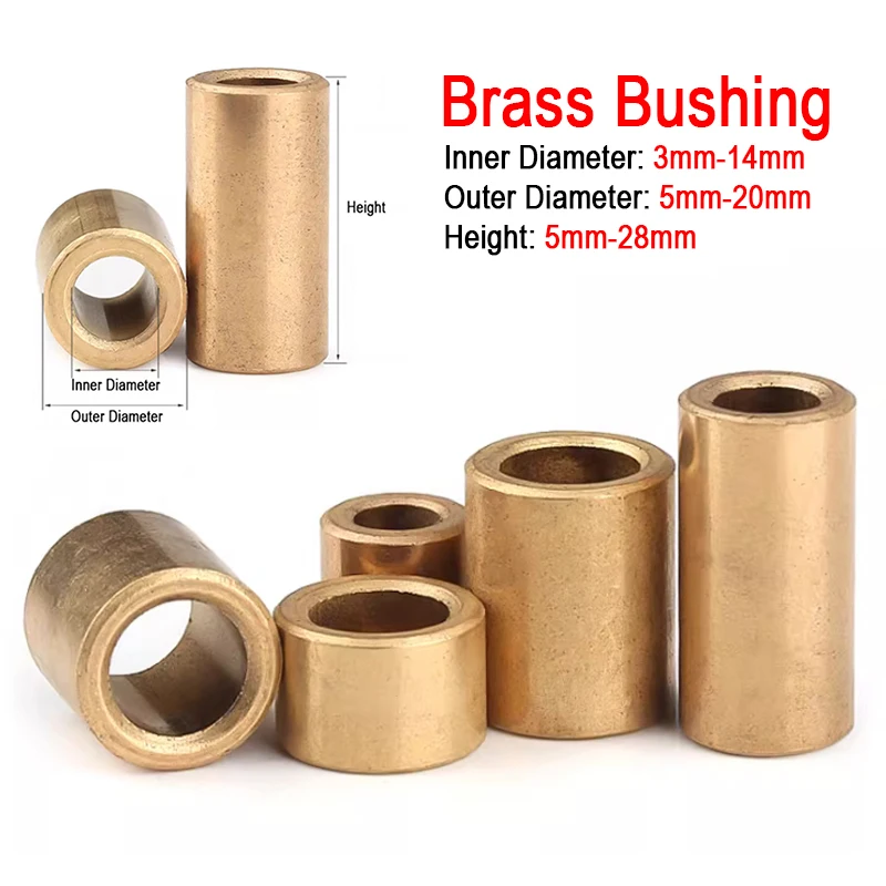 2/5/10/20pcs Powder Metallurgy Oil Bearing Copper Sleeve / Brass Shaft Sleeve Inner Diameter 3mm 4mm 5mm 6mm 8mm 10mm 12mm 14mm