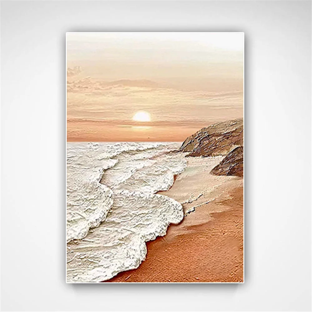 

100% hand drawn waves sunset abstract oil painting original wall painting home living room decoration paint interior aesthetics