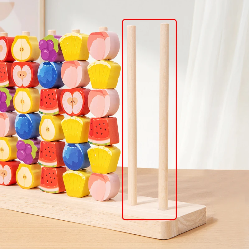 Gioco di lancio di anelli di frutta in legno - Aiuta i bambini sviluppare il riconoscimento del colore Abilità motorie fini e la cognizione della classificazione della frutta