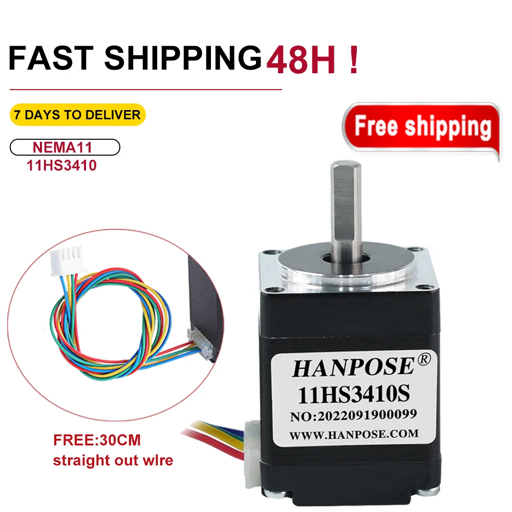 Moteur pas à pas NEMA11 11HS3410 1.0A 0.1N.M, petit moteur à couple élevé pour machines médicales 3D, moteur pas à pas 28 nema11