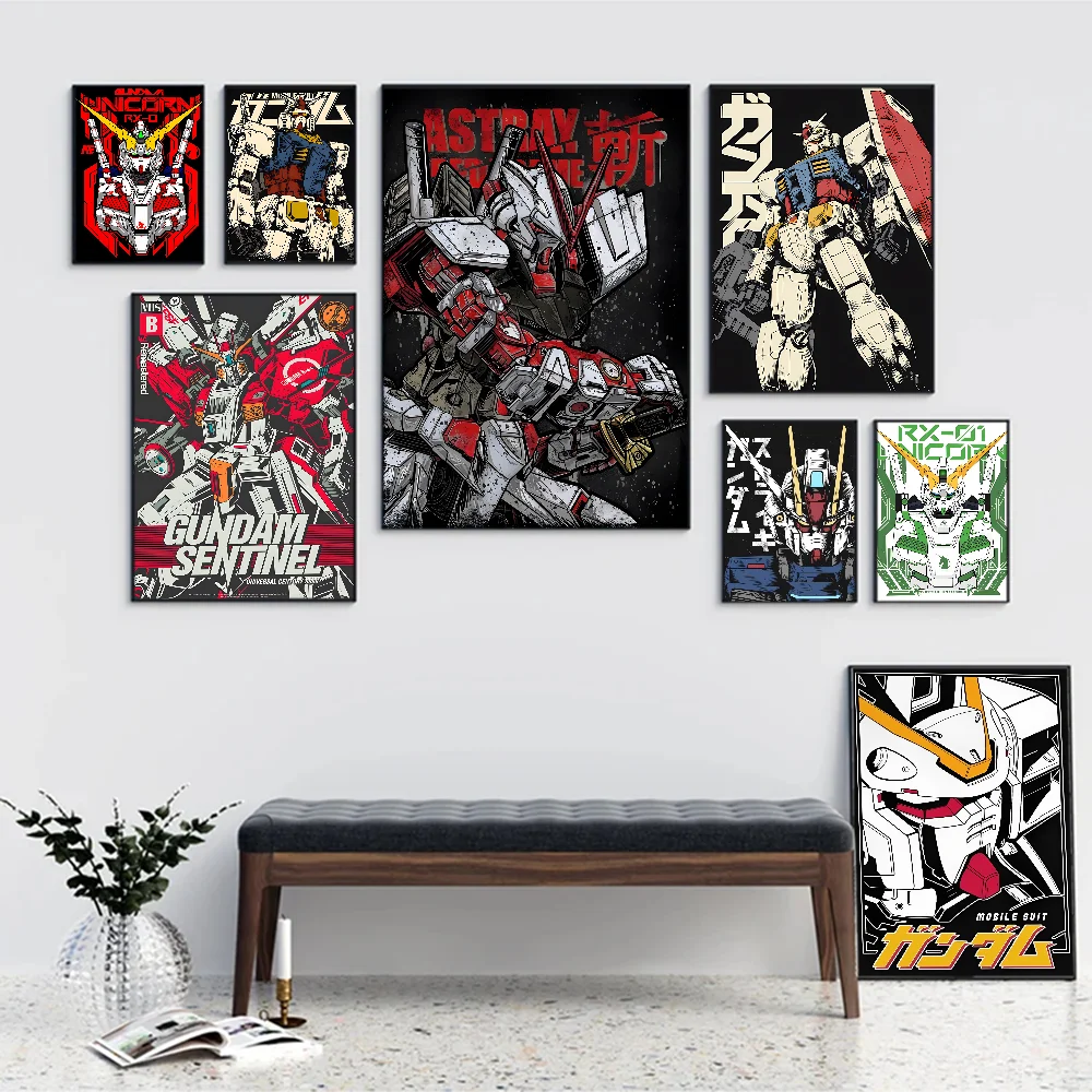 M-Mobile S-Suit G-Gundam Self-adhesive Art Poster Fancy Wall Sticker For Living Room Bar Decoration Vintage Decorative Painting