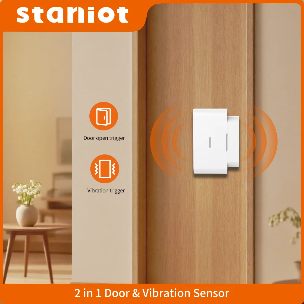 Staniot Door Window Sensor Vibration Alarm Open Door Detector 433Mhz Emergency Button Wireless Smart Tuya Security Alarm System