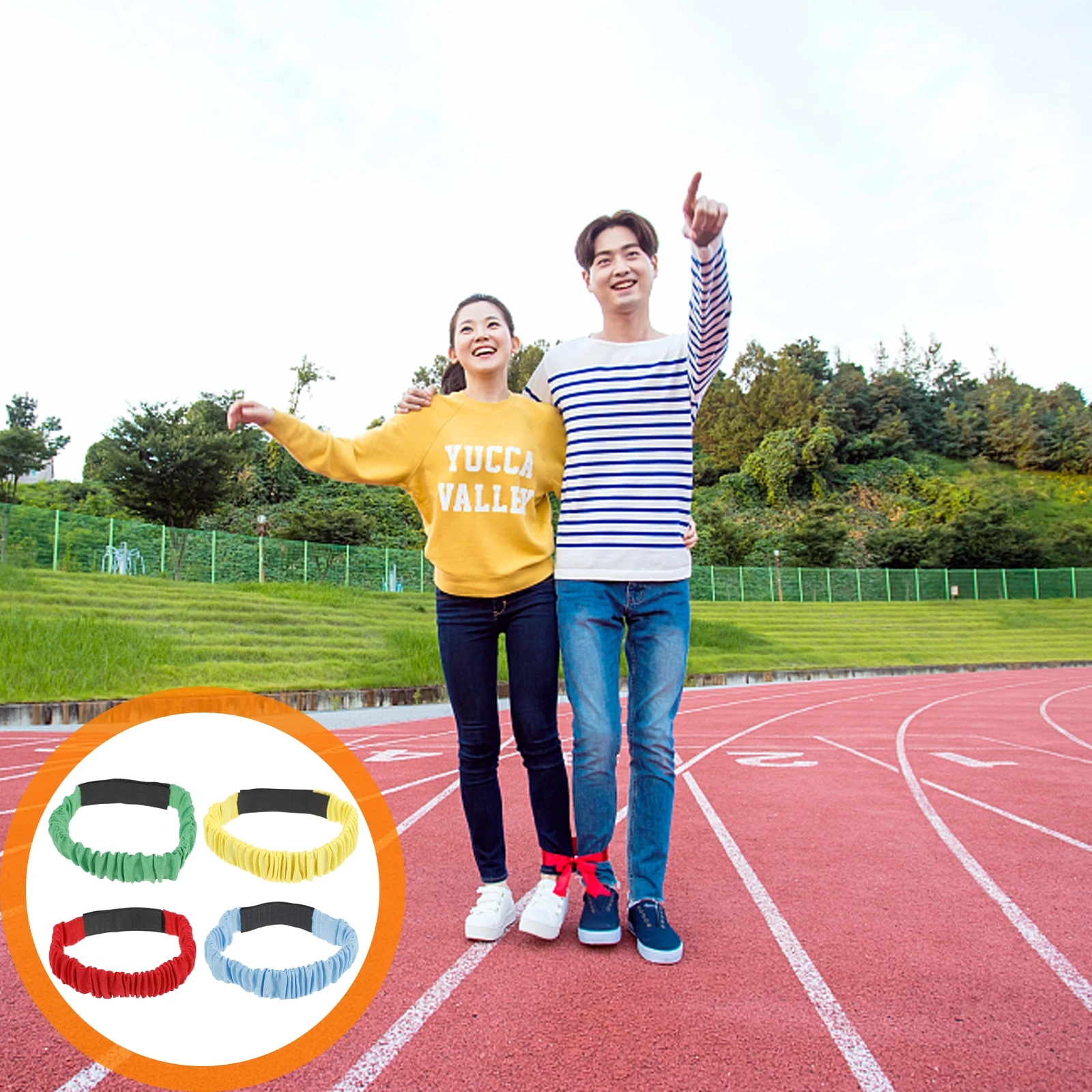 

4Pcs Game Band Straps Elastic for Two People Three-Legged Race High-Density Sewing Fade-Resistant Wearable Fun Event Outdoor