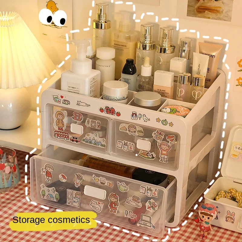 

ins desktop storage box skin care cosmetics student drawer-style finishing box dormitory artifact desk rack