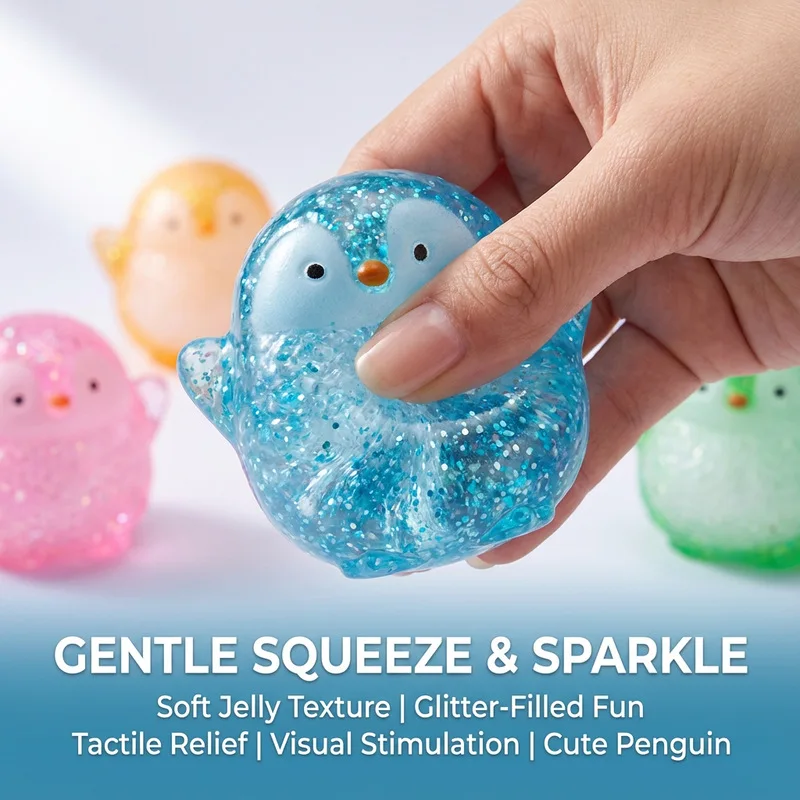 

Hot-selling maltose penguin pinch music vent decompression soft glue animal children decompression toy