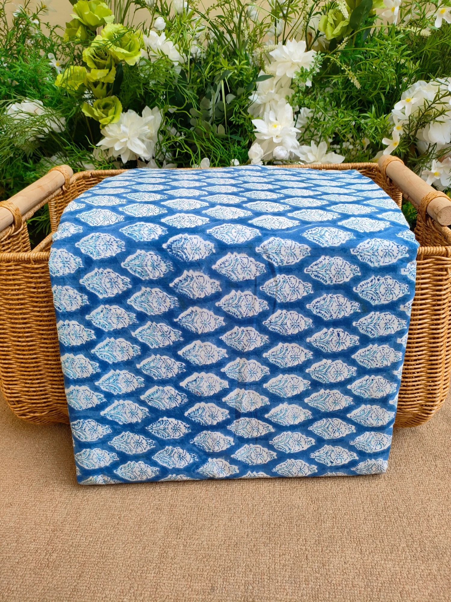 

Sustainable India hand block print Floral 100% Cotton Fabric for Dress Pillow Handmade DIY Clothing Boho Home Decor Soft Fabric