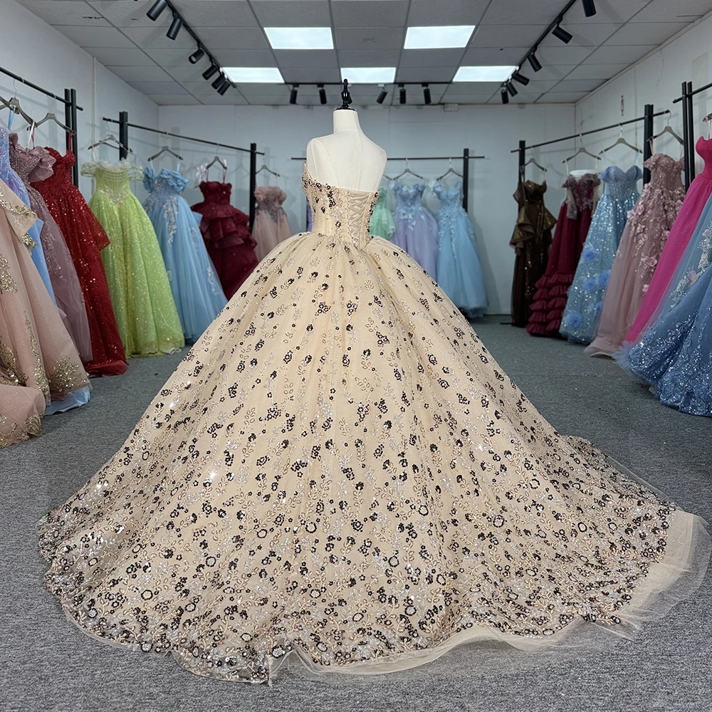 Customized Ball Gown Quinceanera Dresses Sequins Women Prom Evening Party Gown Birthday Princess Graduation vestido quinceañeras