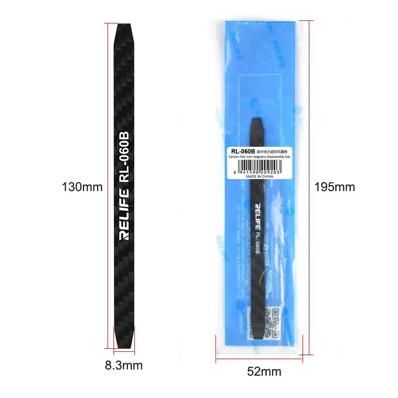 RELIFE RL-060B Carbon Fiber Non Magnetic Dismantling Crowbar for Mobile Phone Screen Back Cover Glass Disassembly Tool