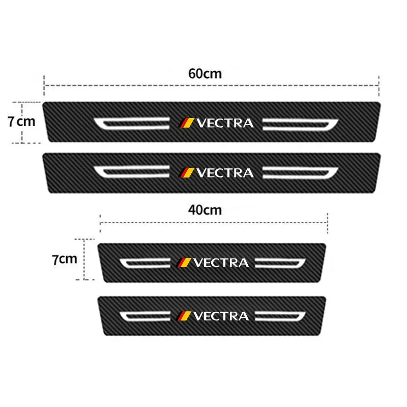 Carbon Fiber Car Door Sill Decals for Opel Vectra Rear Trunk Bumper Waterproof Protect Tape Anti Dirty Durable Stickers Interior