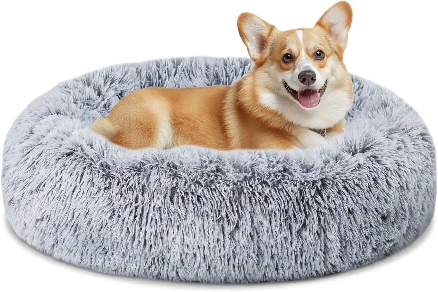 

Calming Dog Bed,Donut Washable Warming Soft Round 30 Hes Dog Beds For Medium Dogs,Anti-Anxiety Fluffy Plush Cushion Bed Fits Up