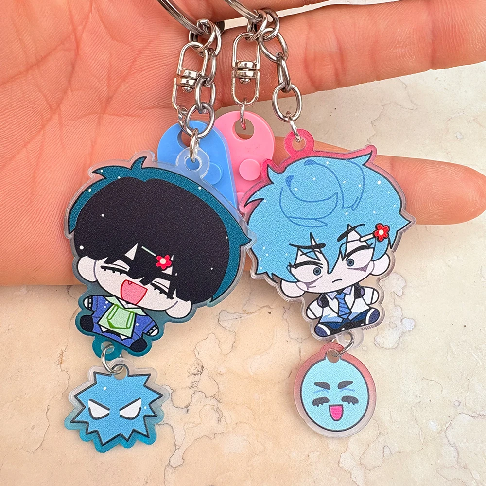 2pcs/set Alien Stage Ivan & Till Couple Keychain Heart Acrylic Anime Keyring Cosplay Props for Lovers Backpack Christmas Gifts