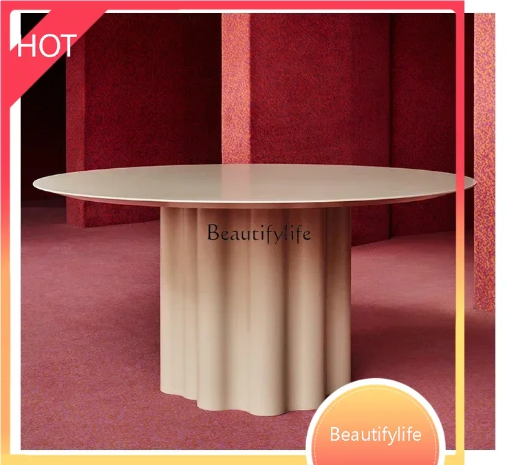 نمط جديد كريم الرياح الصخور بلاطة طاولة مستديرة صغيرة عادية ضوء فاخر طاولة المفاوضات المستديرة ss 8617 #1