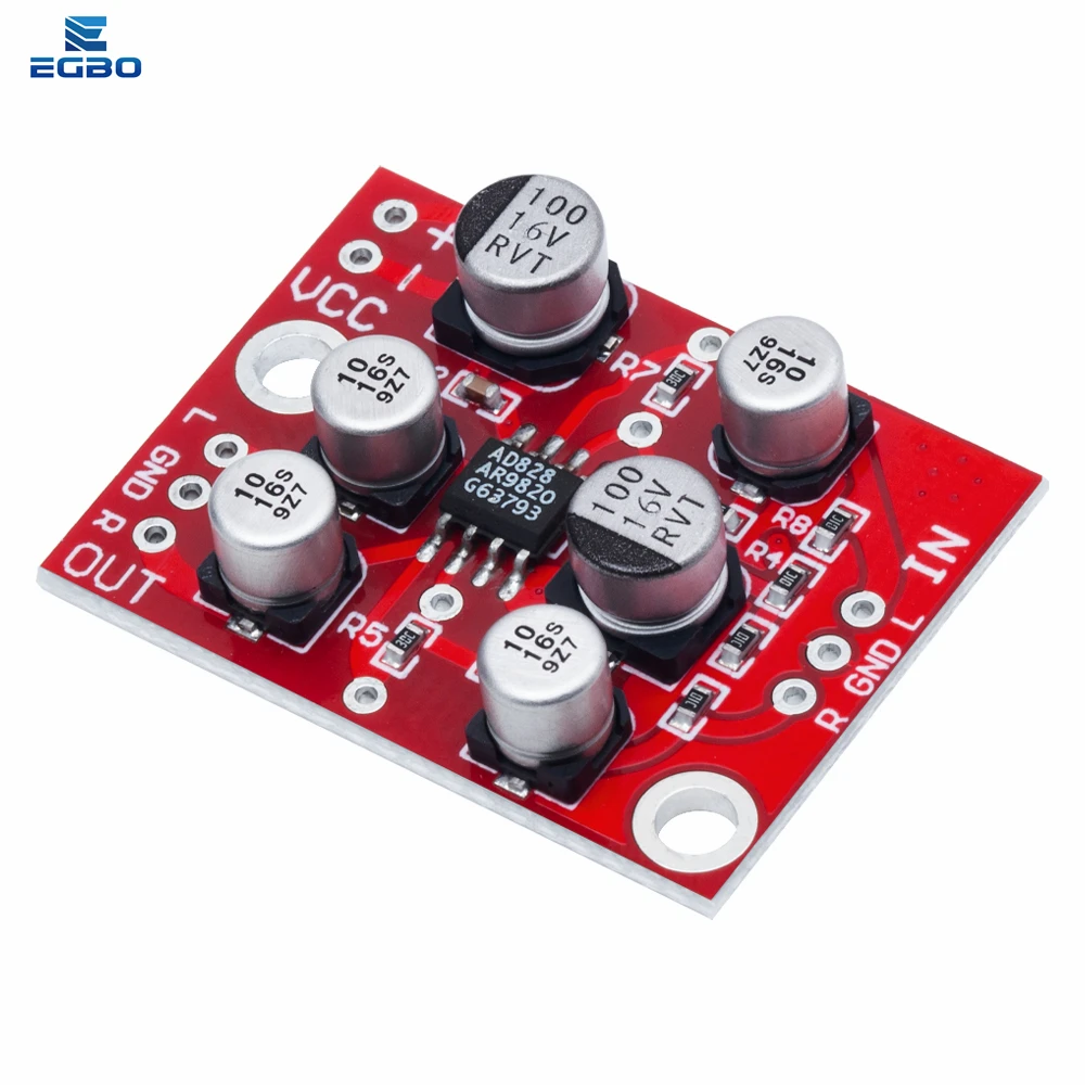 EGBO 1PCS DC 5V-15V 12V AD828 Stereo Preamp Power Amplifier Board Preamplifier Module