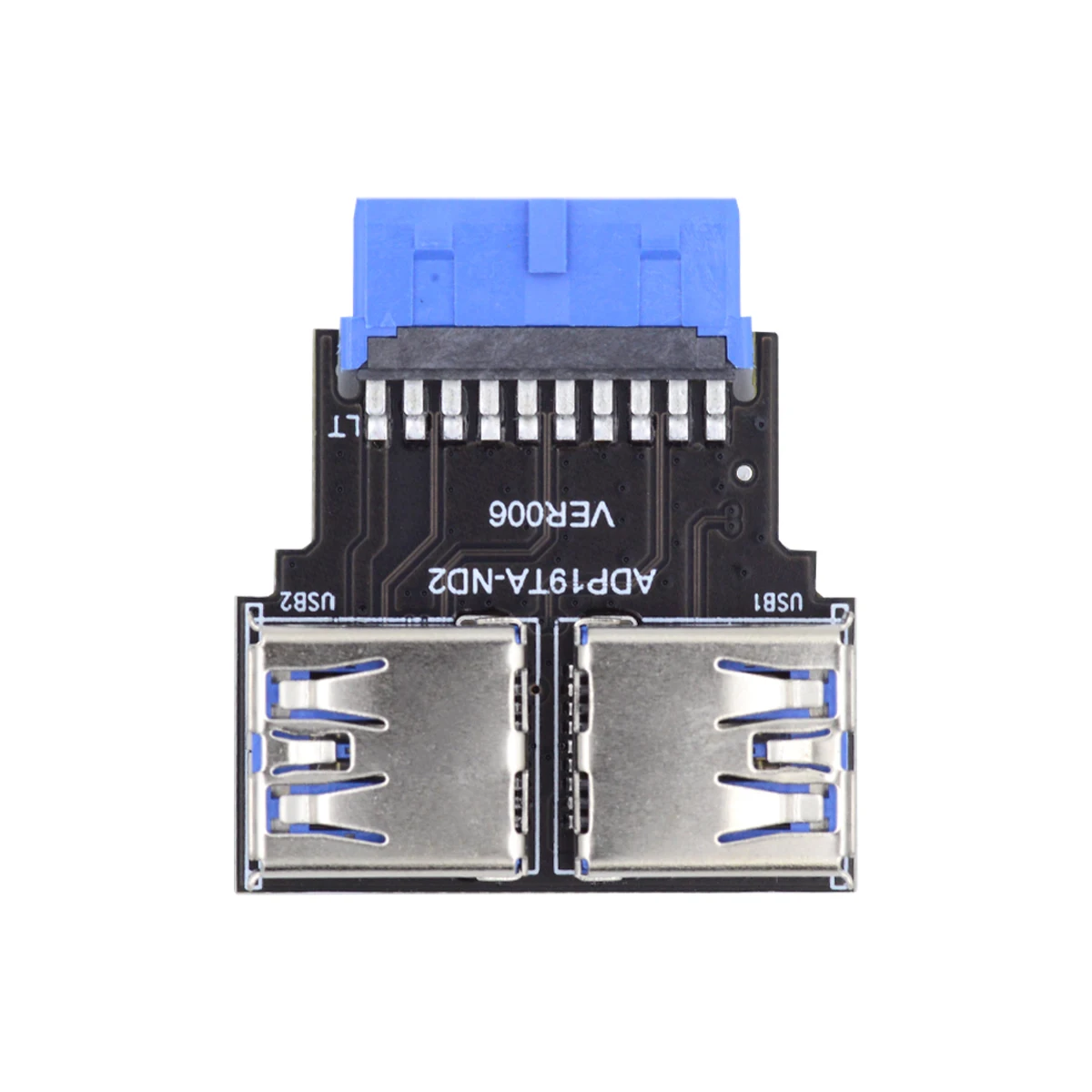 Chenyang Dual USB 3.0 A Type Female to Motherboard 20/19 Pin Box Header Slot Adapter 5Gbps PCBA