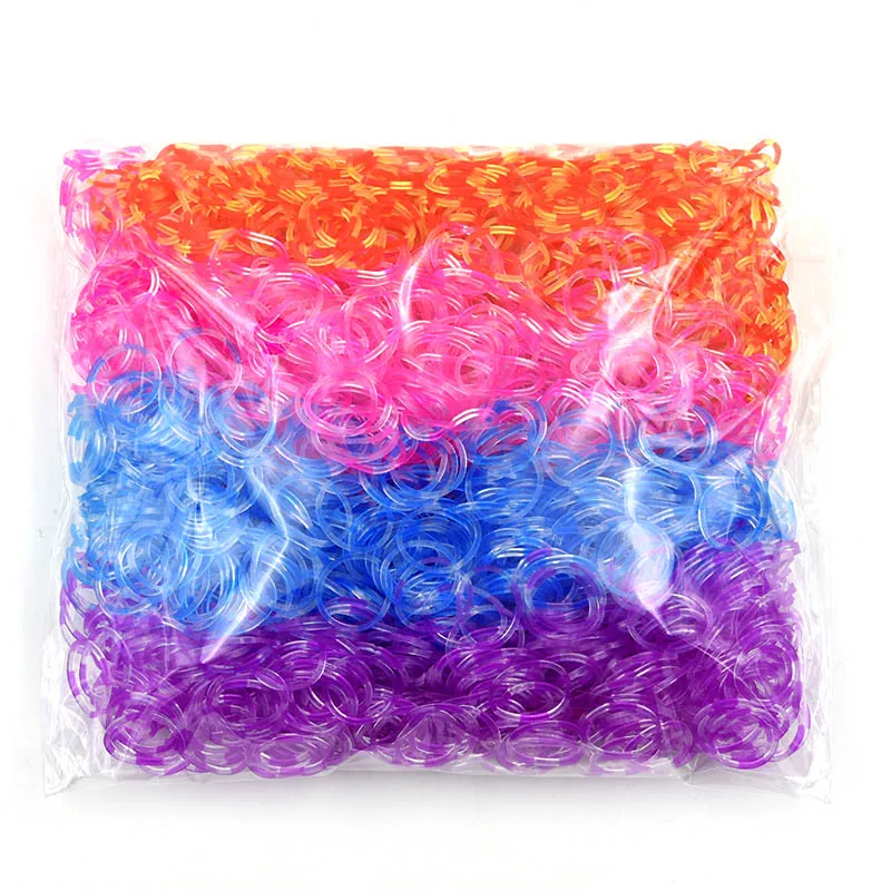 600Pcs Transparent Double Color Rubble Loom Bands Kit Bracelets DIY Knitted Bracelet Kit Weaving Band Knitting Braided Hand Rope