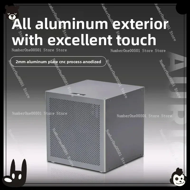 

6Bay MATX NAS Case 2mm Anodized Aluminum Compatible With ATX Power Supply Black NAS Server