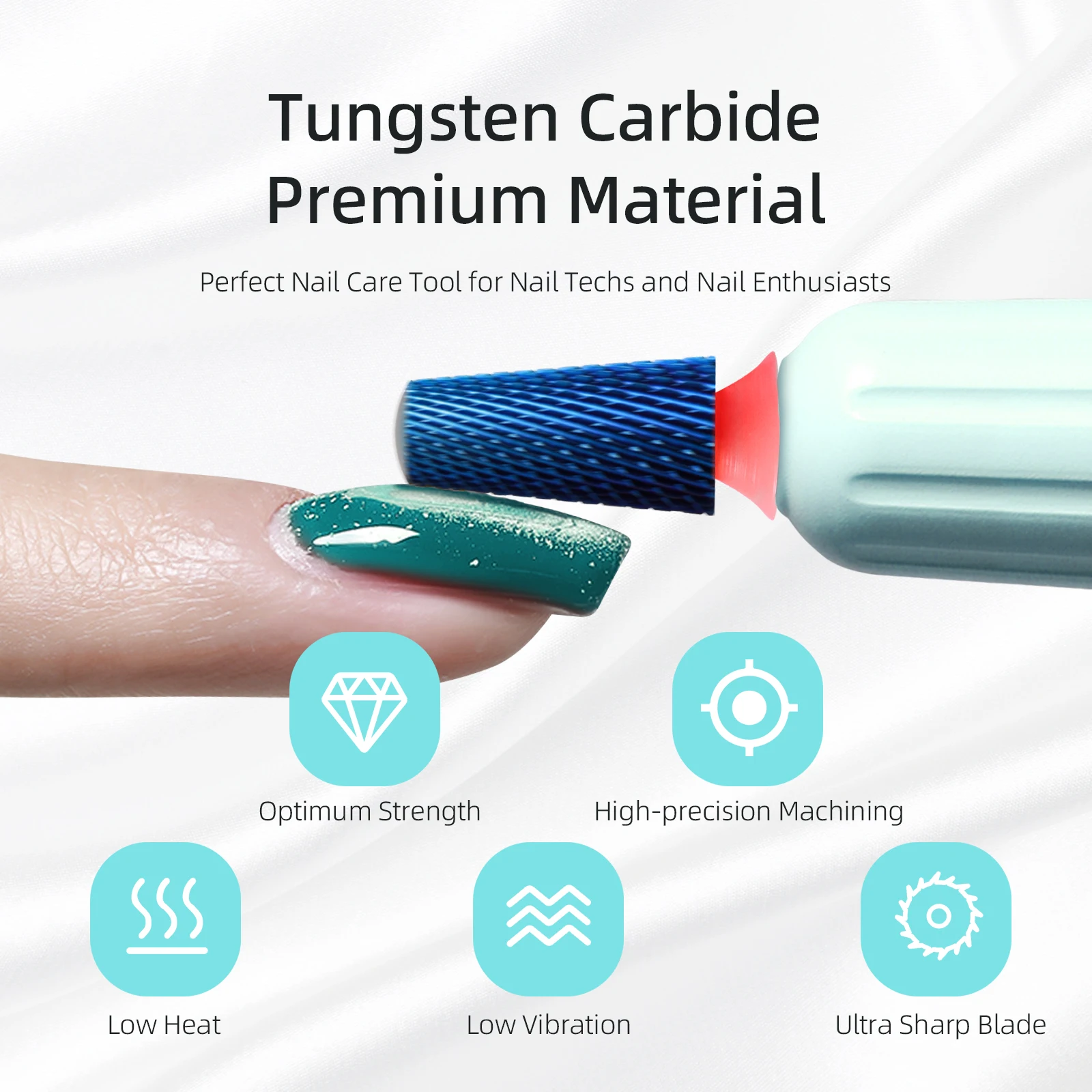 Hytoos-nano Safety Nissorsネイルドリルビット、カーバイドネイルビット、電気ファイル、アクリルジェルファイル、滑らかなトップバレル、ブルー、3/32