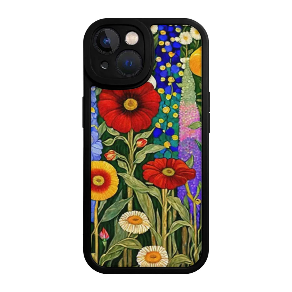 

Phone Case For iPhone 15 Pro Max Silicone Shell Gustav Klimt Flower Garden