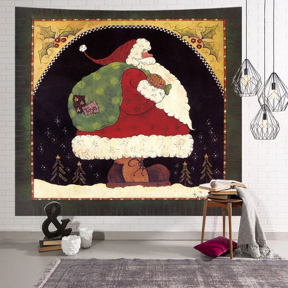 

Santa Claus Elk Tapestries Wall Art Decoration Cool Birthday Party Bedroom Hanging Tapestry Wall Living Room Office Home Decor