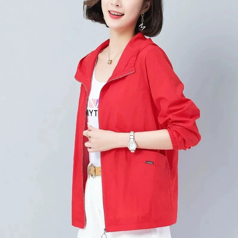 New Spring Summer Hooded Sun-Protective Clothing Coat Women Temperament Breathable Sunscreen Jackets Ladies Thin Cardigan Tops
