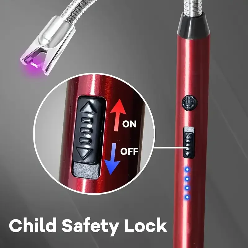 Paquete de 1/6 encendedor táctil a prueba de viento con forma de vela, encendedor recargable por USB con pantalla LED de batería, encendedores largos para estufa de Gas, nuevo de 2025