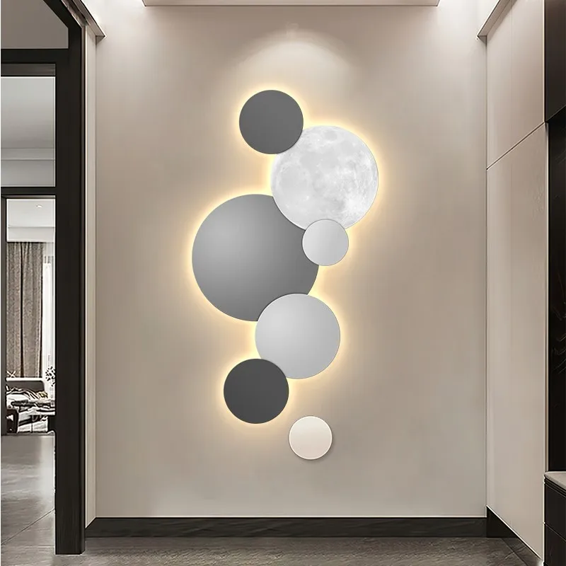 Porch Home Decoration Painting Wall Lamp LED Luminous Light Corridor Corridor Hanging Painting High Grade Wall Painting Moon