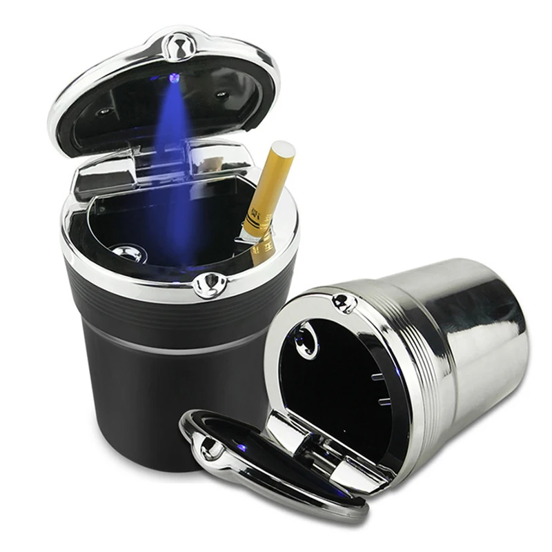 Car Ashtray with LED Light Portable Cigarette Smoke Travel Remover Ash Cylinder Car Smokeless Smoke Cup Holder Auto Accessories